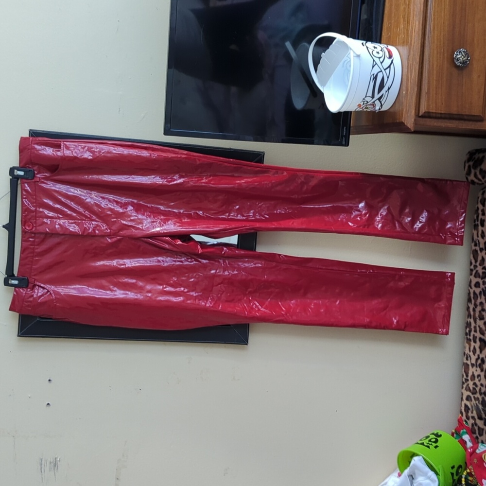 KOURTNEY KARDASHIAN Barker Faux Leather Flared pants Size 2